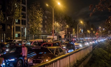 Traffic jams in Paris as traffic records are broken in Paris, France, 29 October 2020. French President Emmanuel Macron announced a return to lockdown, dubbed ‘reconfinement’ on 28 October as new measures to battle the rise in Covid-19 cases. 