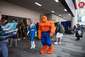 Fans dressed as Sue Storm and The Thing from The Fantastic Four
