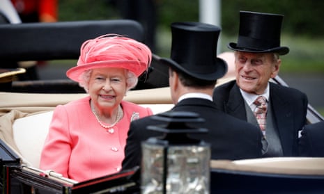 FILES-US-BRITAIN-ROYALS-HARRY-MEGHAN-ARCHIE-RACE<br>(FILES) In this file photo taken on June 17, 2016 Britain’s Queen Elizabeth II (L) and Britain’s Prince Philip, Duke of Edinburgh (R) arrives in the parade ring for day four at Royal Ascot horse racing meet, in Ascot, west of London, on June 17, 2016. - Neither the Queen nor her husband Prince Philip were part of conversations expressing concern over how dark the skin of their great-grandson, Prince Harry and Meghan Markle’s son Archie, would be, Oprah Winfrey said March 8, 2021. The couple accused the British Royal Family in a sensational interview with Winfrey broadcast Sunday of fretting over Archie’s skin tone ahead of his birth. Markle is African American and the first person of color to marry in to the family. (Photo by ADRIAN DENNIS / AFP) (Photo by ADRIAN DENNIS/AFP via Getty Images)