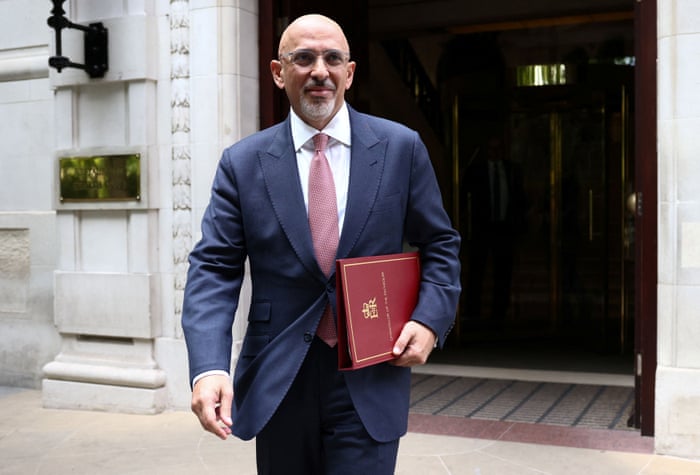 Nadhim Zahawi leaving the Millbank TV studios at Westminster this morning.