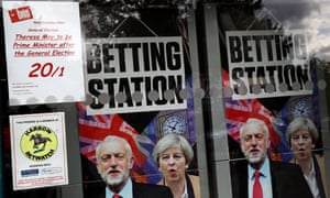 A betting shop window ahead of the general election on Thursday.