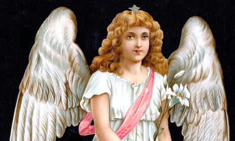 A Victorian die cut angel produced for Christmas around 1880 in Germany.
