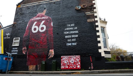 The Trent Alexander-Arnold mural, pictured on Monday, before it was vandalised again.
