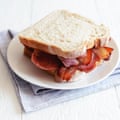 Bacon sandwich on white background