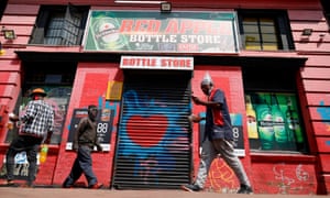 A closed liquor store in Newtown, Johannesburg, in December