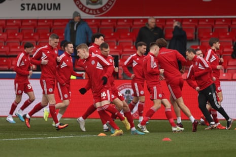 FA Cup fourth round: Accrington Stanley v Leeds – live | FA Cup 2 Accrington Stanley’s players warm up ahead of their match against Leeds United.