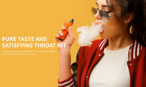 Trendy young woman in shades blowing out a cloud with the words 'pure taste and satisfying throat hit'.