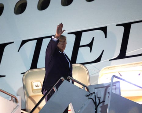 US president Donald Trump boards Air Force One en route to Turkey for the Nato Summit.