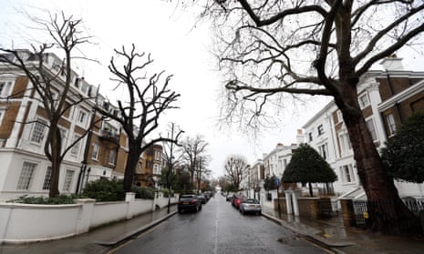 A residential street in Kensington and Chelsea in London. One in 10 sales over £1m were in the royal borough. 