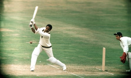 Garry Sobers during his innings of 183 for a Rest of the World XI against England at Lord’s in 1970, with Alan Knott keeping wicket