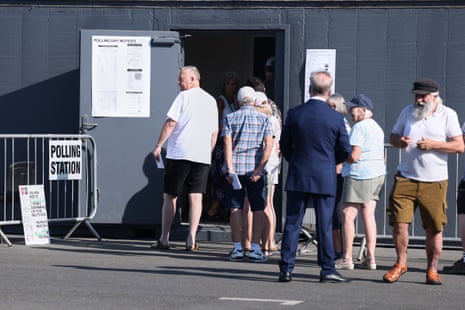 People voting at a polling station in Walton on the Naze in Clacton this morning.