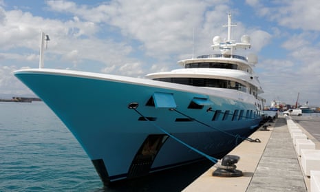 Axioma, the superyacht belonging to Russian oligarch Dmitry Pumpyansky docked in Gibraltar.