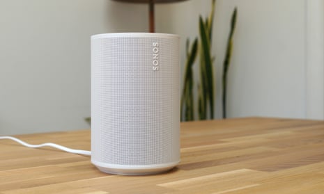 Sonos Era 100 review with the speaker sitting on a table.
