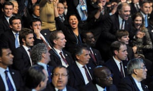Prince William and David Beckham react with disappointment after Russia were announced as 2018 World Cup hosts at a ceremony in Zurich in 2010.