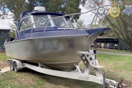 A supplied image of a boat in Melbourne allegedly linked to a drug importation syndicate