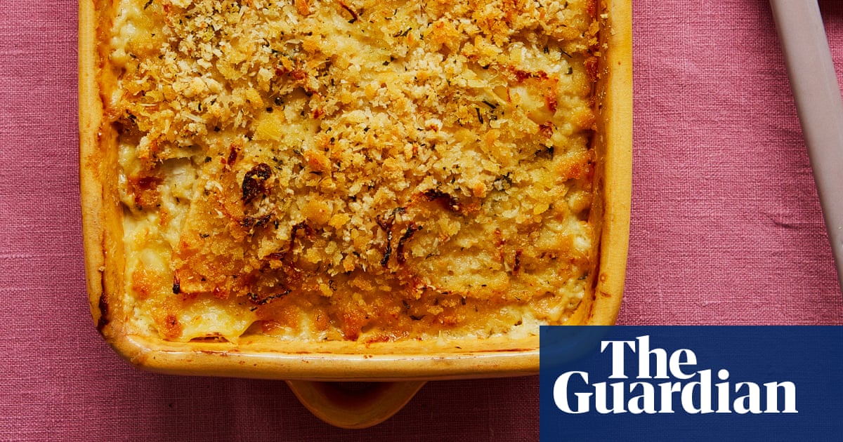 Thomasina Miers’ recipe for root gratin with anchovy cream and breadcrumbs