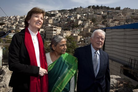 Mary Robinson with the Indian activist Ela Bhatt and the former US president Jimmy Carter in East Jerusalem for the NGO The Elders