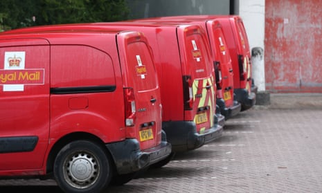 Royal Mail vans lined up during a strike at a delivery office in Holmfirth, West Yorkshire, Britain, 08 September 2022. 