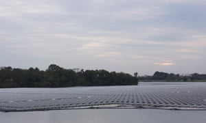 Yamakura dam mega solar plant in Ichihara, Chiba prefecture. The plant, the biggest of its kind in Japan, began operating in March.