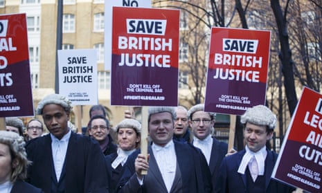 Barristers and lawyers protest against government cuts to legal aid fees.