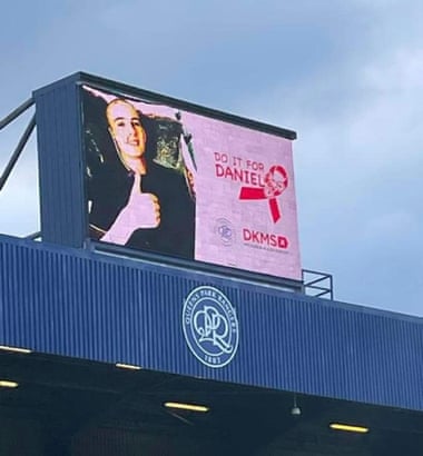 The search for a donor for Daniel Greer shared on the big screen at Loftus Road