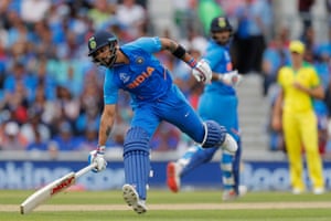 Kohli makes it back to complete the run for Shikhar Dhawan to complete his century.