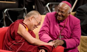 The Dalai Lama and archbishop Desmond Tutu at a βseeds of compassion gatheringβ in Seattle, the US, in April 2008.