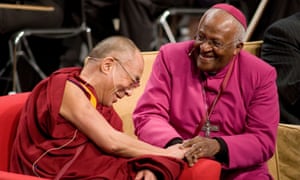 The Dalai Lama and archbishop Desmond Tutu at a “seeds of compassion gathering” in Seattle, the US, in April 2008.