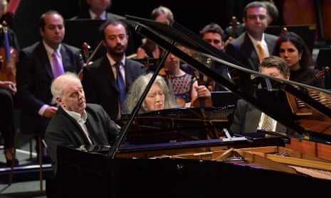 One grand, two greats: Daniel Barenboim and Martha Argerich at the keyboard for their Proms encore.