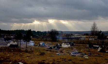 Debris left at a migrant camp after it was cleared by Belarus authorities on Thursday.