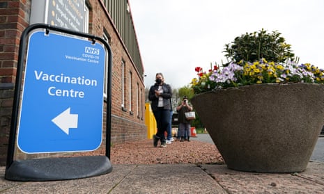 People attend a vaccination centre in Hexham, County Durham