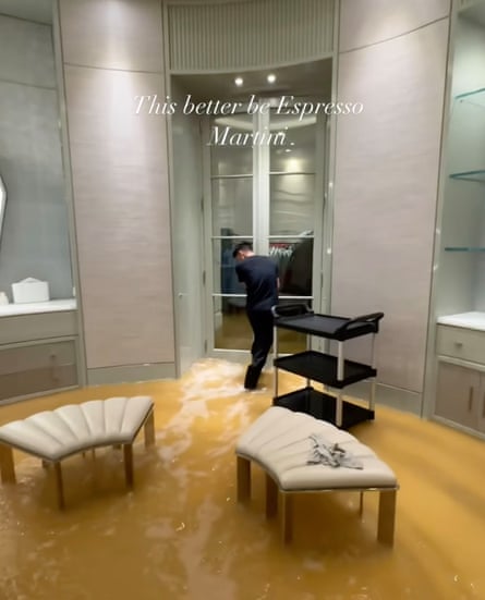 Flooding at Drake’s Toronto mansion, captured on his Instagram account.