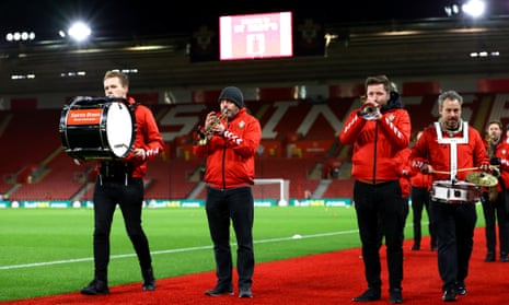 Members of the Southampton band practice ahead of the Carabao Cup quarter-final against Manchester City.