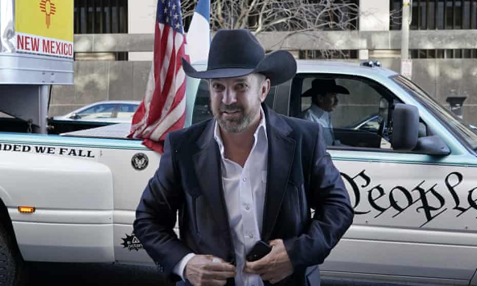 Otero county commissioner Couy Griffin at the federal court house in Washington, where he was convicted of entering the Capitol grounds on January 6.