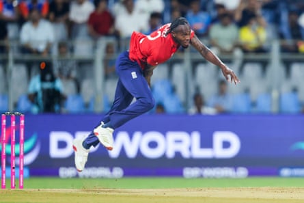England's Jofra Archer bowls a delivery in Mumbai