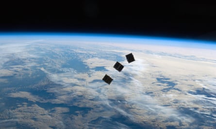 Nanosatellites in space.