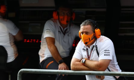 McLaren chief executive officer Zak Brown looks on from the pitwall during final practice ahead of the F1 Grand Prix of Abu Dhabi at Yas Marina Circuit on December 11, 2021 in Abu Dhabi, United Arab Emirates.