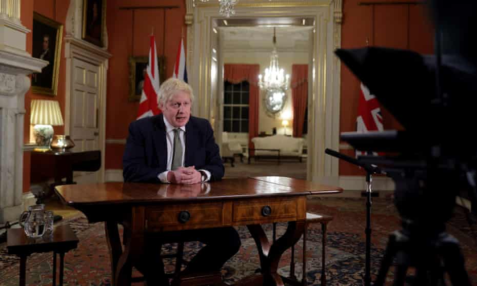 Boris Johnson addressing the nation.