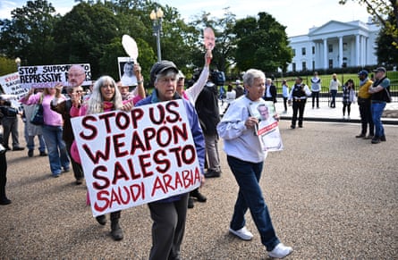 Protesters outside the White House in the wake of Jamal Khashoggi’s disappearance.