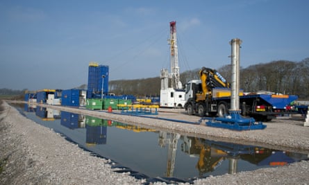 A Cuadrilla shale gas drilling rig at Weeton, Blackpool, Lancashire.