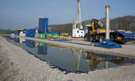 A shale gas drilling rig preparing for ‘fracking’, near Blackpool in Lancashire, northern England.