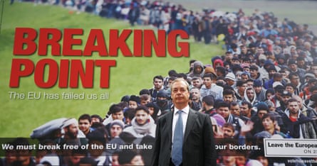 Nigel Farage in front of the ‘Breaking Point’ poster
