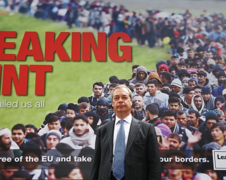 Nigel Farage launching an EU referendum poster in 2016.