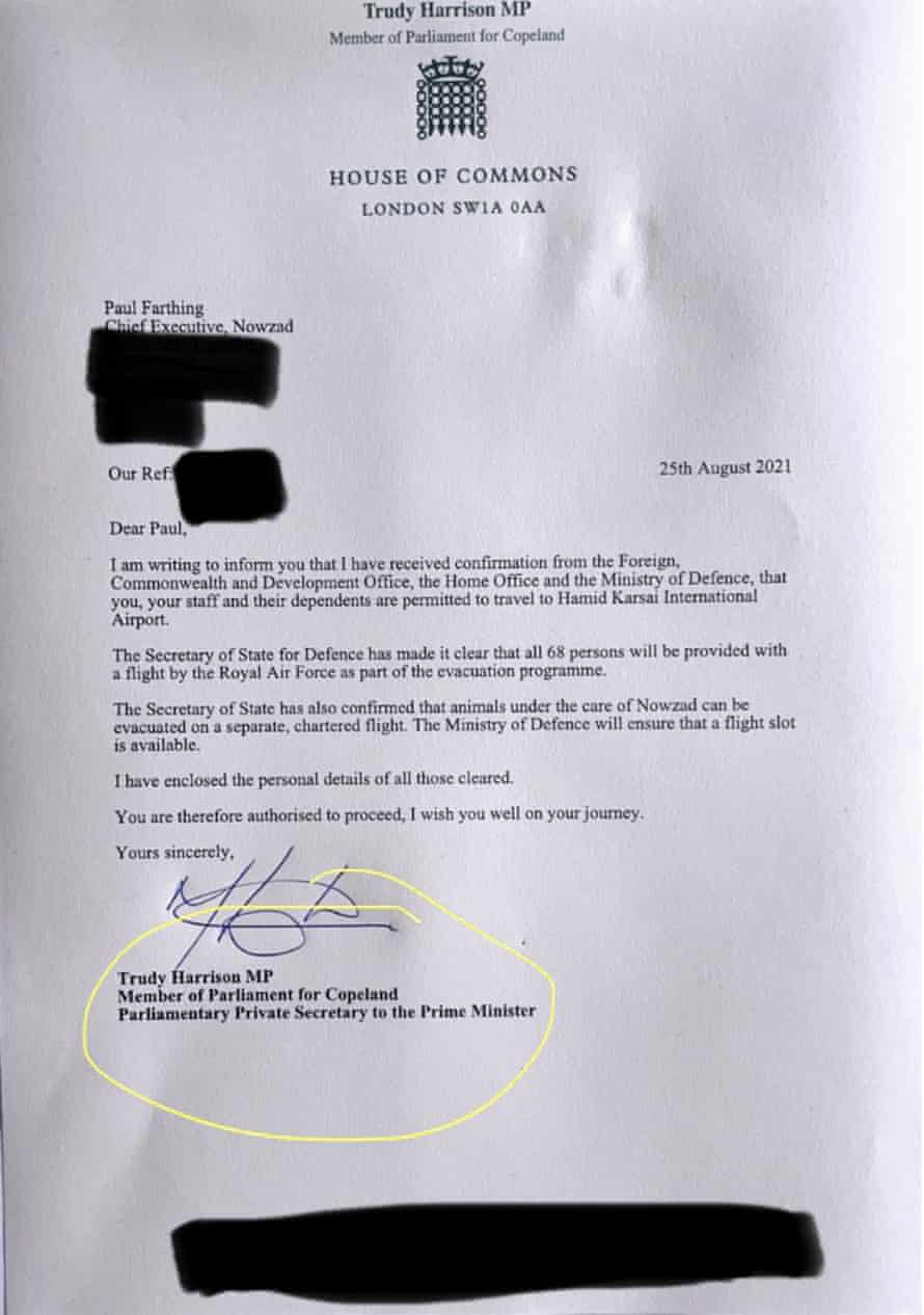 Trudy Harrison's letter to Pen Farthing.