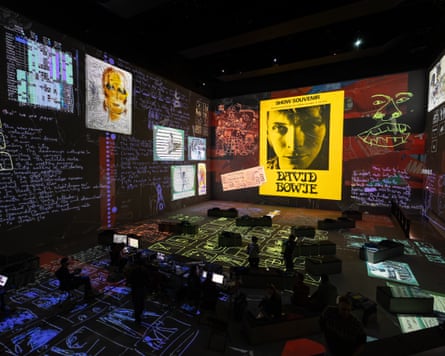 Immersive room of David Bowie memorabilia.