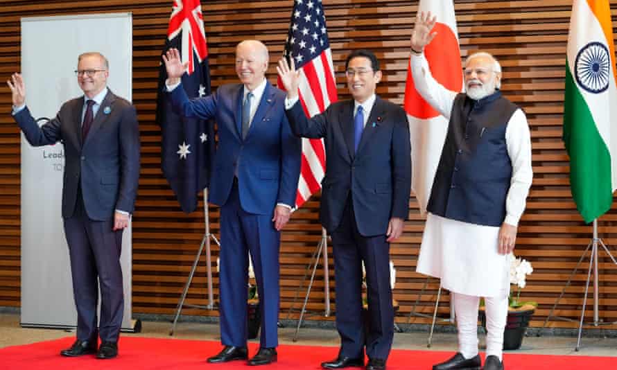 Anthony Albanese, US president Joe Biden, prime minister of Japan Fumio Kishida and prime minister of India Narendra Modi at the Quad leaders’ summit in Tokyo