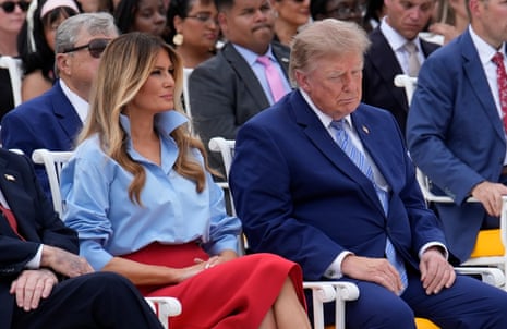 Donald and Melania Trump attended an event in the White House Rose Garden on Thursday.