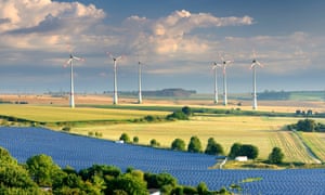 wind turbines and solar farm