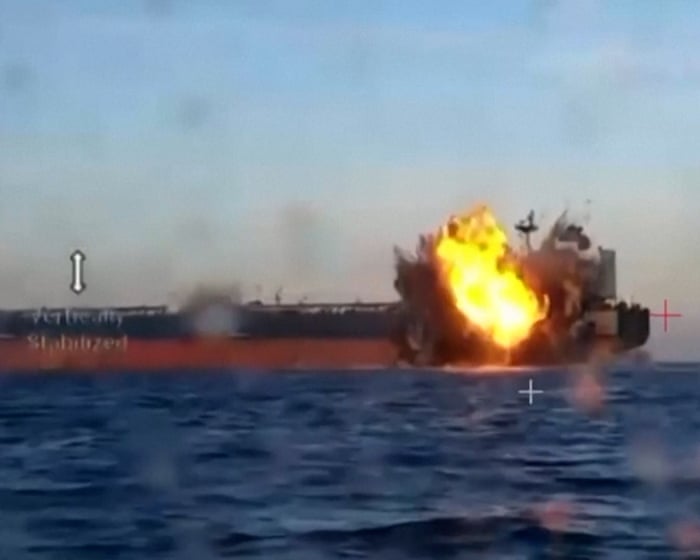 Ukraine's naval drones strike Russian oil tankers in Black Sea – video