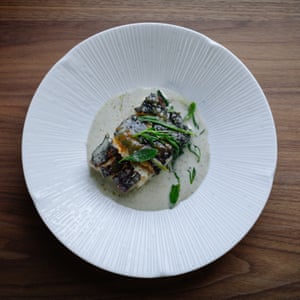 The miso-roasted cod in a seaweed sauce, at the Curlew, East Sussex.